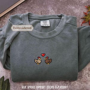 EMBROIDERED Valley Chicken Sweatshirt, Perfect Gift for Gamers, Stand out with Gaming-inspired Fashion, Handcrafted Gaming Apparel