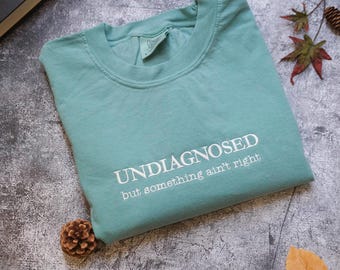Embroidered Undiagnosed But Something Aint Right Sweatshirt Funny Mental Health Sarcastic Mom Gift Anxiety Hoodie Sassy Girl ADHD Gift