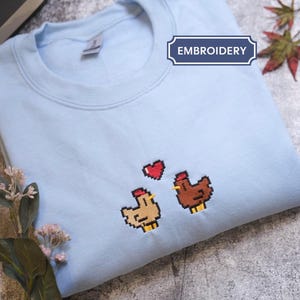 EMBROIDERED Valley Chicken Sweatshirt, Perfect Gift for Gamers, Stand out with Gaming-inspired Fashion, Handcrafted Gaming Apparel