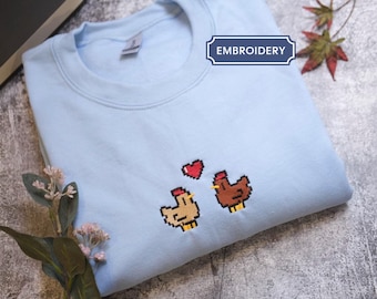 EMBROIDERED Valley Chicken Sweatshirt, Perfect Gift for Gamers, Stand out with Gaming-inspired Fashion, Handcrafted Gaming Apparel