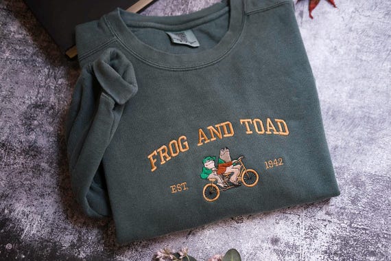 Frog and Toad Sweatshirt: Cottagecore Aesthetic Classic Book Embroidered Crewneck