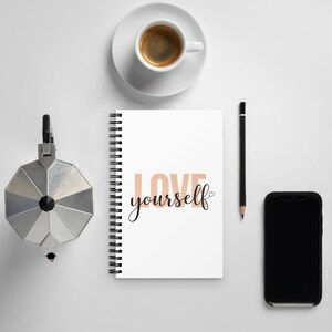 Love Yourself Spiral Notebook – Inspirational Journal with Dotted Pages, Motivational Writing Notebook, Self Care Gift