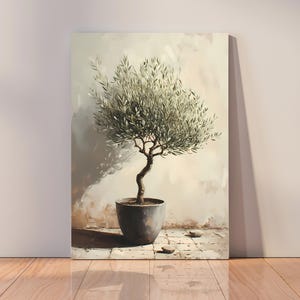 Olive Tree Wall Art – Minimalist Mediterranean Print | Neutral Earthy Digital Download | Soft Grey Botanical Modern Decor