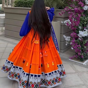 Handmade Traditional Afghan Dress – Turquoise Kuchi Maxi Dress with Orange colour Embroidery & Beaded