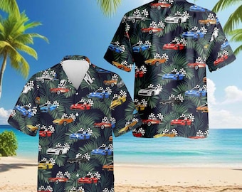 Vintage Sports Car Hawaiian Shirt, Retro Aloha Shirt