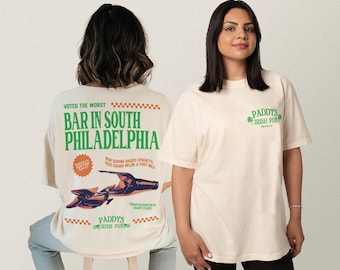 Paddy's Pub T-Shirt, Front Back It's Always Sunny in Philadelphia TV Show Merch Apparel, Funny Irish Bar St. Patrick's Day Graphic Tee