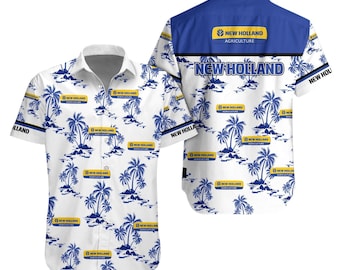 Camicia hawaiana con trattore New Holland, regalo tropicale Aloha Farmer