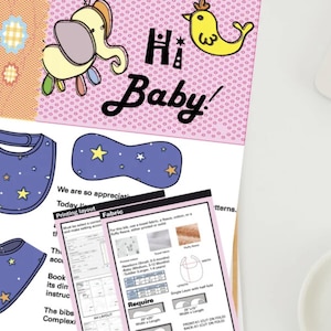 Baby Bib Sewing Pattern, Burp Cloth Patterns, Bandana Baby Bib, Baby Sewing Patterns, Baby Cloth, Illustrated Tutorial +A4+US+A0, 3in1 Sizes