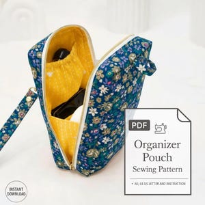 Organizer Pouch Sewing Pattern | Multi-Pocket Travel Bag Pattern, Zipper Organizer PDF, DIY Cosmetic & Toiletry Bag | Digital Sewing Pattern