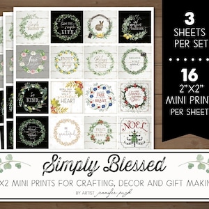2x2 SIMPLY BLESSED - Mini Art Prints -  Set of 3 - 8.5"X11" sheets - by Jennifer Pugh