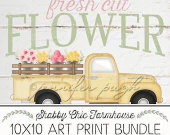 ART PRINT SET - 10"X10" Shabby Chic Farmhouse Art Print set - by Jennifer Pugh