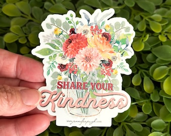 Fleurs II - Partagez votre gentillesse - Autocollant - Par Jennifer Pugh