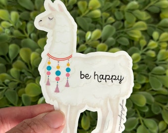 Lama - Be Happy - Autocollant - Par Jennifer Pugh