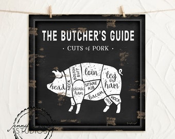 Butchers Guide_PIG_Art Print - By Jennifer Pugh