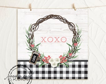 XOXO Love Wreath - Impression d'art - Par Jennifer Pugh