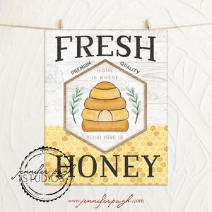 Fresh Honey - Bee - 11x14 or 8x10 Art Print - By Jennifer Pugh