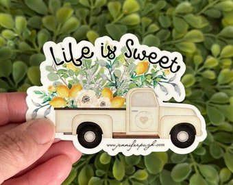 Lemon truck - life is sweet - Sticker - By Jennifer Pugh