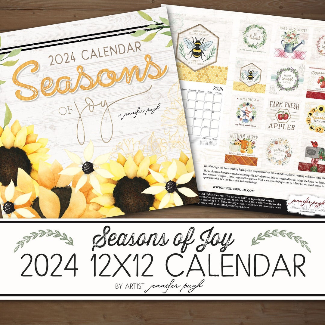 2024 CALENDAR 12x12 Seasons of Joy by Jennifer Pugh Etsy