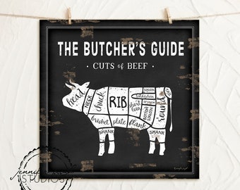 Butchers Guide_COW_Art Print - By Jennifer Pugh