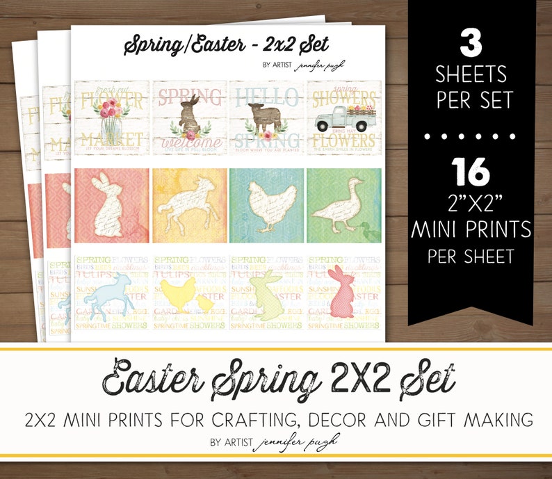 2x2 Easter/spring Mini Art Prints Set 