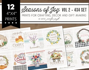 12- 4x4 SEASONS OF JOY Vol 2 - Mini Art Prints - by Jennifer Pugh