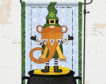 St. Patrick's Day Lucky Gnome Garden Flag - 12.5" x 18"