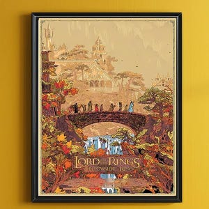 Kilian Eng Inspired Fantasy Poster – Mythical Journey Art Print, Fellowship Canvas Wall Art, Movie Scene Decor