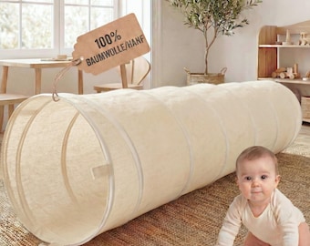 Spieltunnel aus Baumwolle/Hanf, passend zu den Spielzelten, 180x46cm