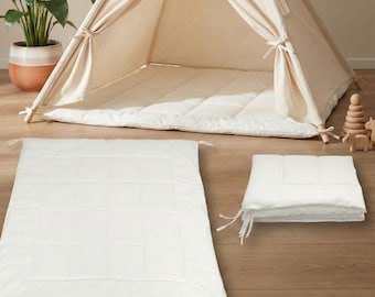 LIONHERZ® Tipi-Matte mit Bänder 120x120cm | gepolsterte Bodendecke für Spielzelt
