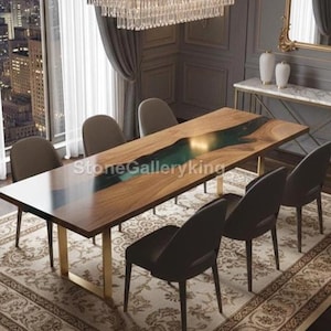 Live Edge Walnut Console Table-Green Resin River – Handmade Modern /Hallway Table Unique Narrow Sofa Table Living Room Décor Tabletop |