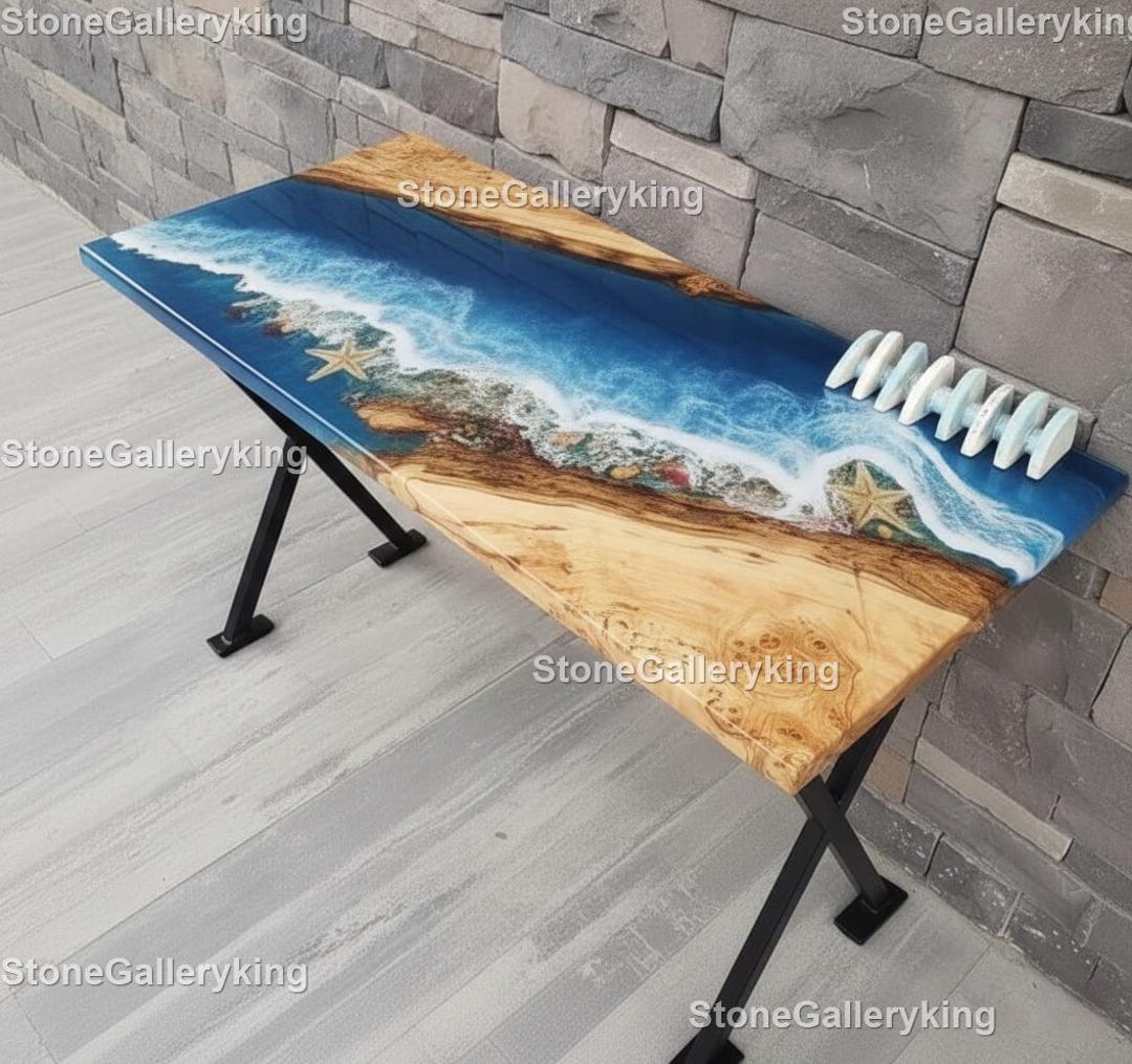 Ocean Wave Epoxy Resin Console Table Coastal Entryway Furniture Live ...