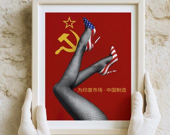 Political Pop Art, Cold War Satire, American Flag Heels, USSR