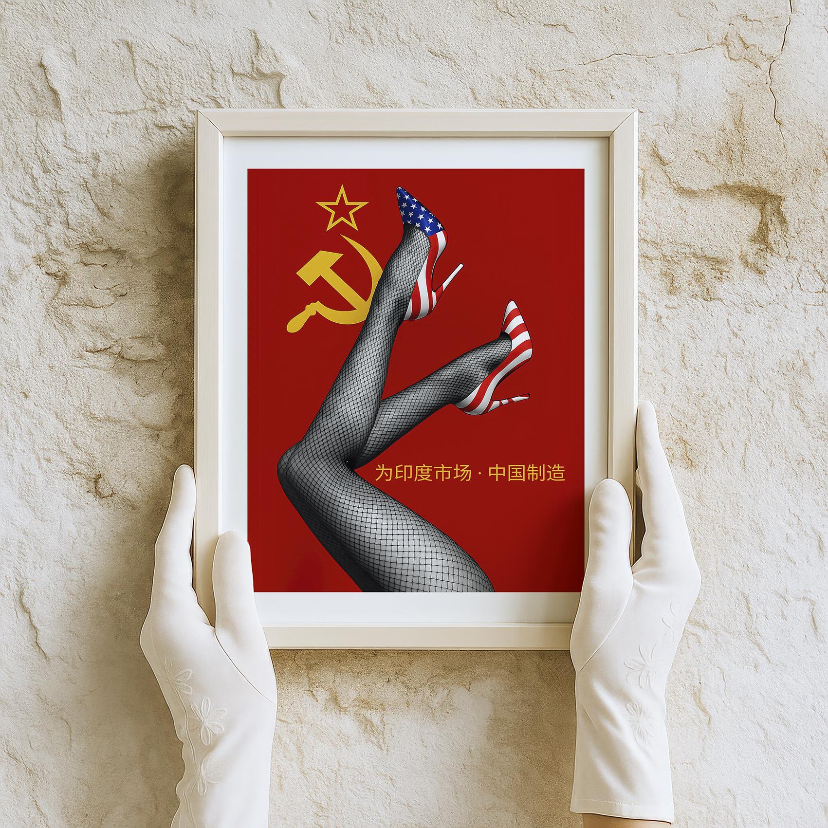 Political Pop Art, Cold War Satire, American Flag Heels, USSR