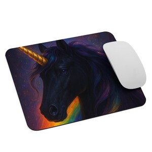 Mouse pad Black fabulous unicorn