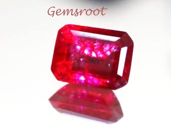 Natural Bixbite Loose Stone 12ct Unheated Untreated Beryl Red Bixbite Stone Emerald Cut Beryl Certified Beryl Faceted Bixbite Stone Jewelry