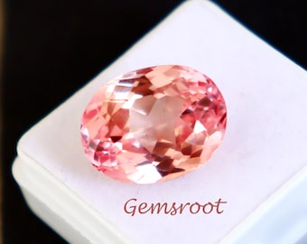 12Ct AAA Quality Padpardscha Sapphire Certified Gemstone Oval Cut Faceted Padparadscha Sapphire Stone Faceted Sapphire For Jewelry Making