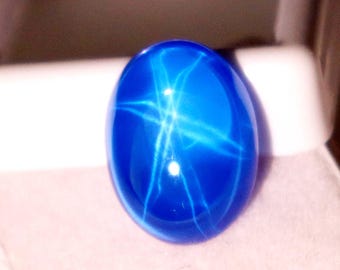 Zafiro estrella azul natural de 13 quilates, cabujón ovalado, asterismo, gema suelta, zafiro certificado, muy precioso, anillo de tamaño grande, joyería de zafiro estrella.