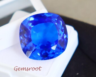 Natural Rich Blue Sapphire Stone 24ct Unheated Untreated Sapphire Loose Stone Cushion Cut Faceted Sapphire Stone Certified Sapphire AAA
