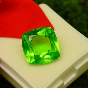 Natural Peridot Gemstone Loose Green Peridot Cushion Cut 12 Ct Faceted Peridot Come From Myanmar Peridot Certified Stone For Jewelry Making