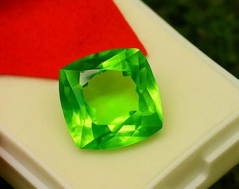Natural Peridot Gemstone Loose Green Peridot Cushion Cut 12 Ct Faceted Peridot Come From Myanmar Peridot Certified Stone For Jewelry Making