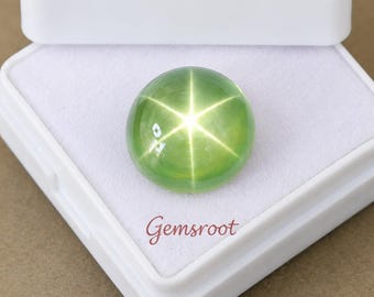 Real Sapphire Certified AAA 8ct Natural Green Star Sapphire Loose Gemstone Round Cut Cabochon Gemstone Stone Jewelry Best For Gift