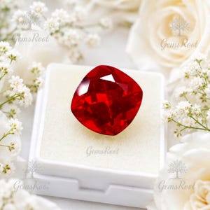Natuurlijke robijn van 12,85 karaat, kussenslijpsel, losse edelsteen, gecertificeerd dieprode robijn, geboortesteen van juli, kostbare edelsteen voor ringen, hangers en fijne sieraden.
