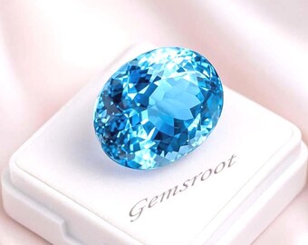 13-14Ct Natural Blue Aquamarine Gemstone Oval Cut Sky Blue March Birthstone