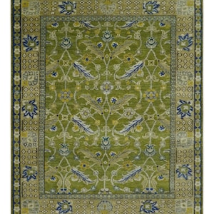 Handmade Teal Green Oushak Rug: 12x16 Turkish Wool Carpet