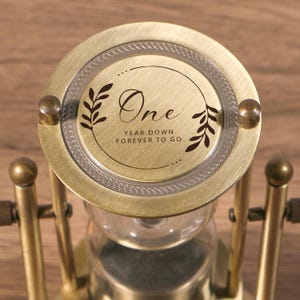 Custom Engraving Refillable Metal Hourglass , Personalized Empty Hourglass for one-year anniversary, A gift for a loved one
