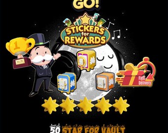 Monopoly Go Stars para Vault | Álbum de Figurinhas | 50 Estrelas | Ler Descrição | Envio Instantâneo