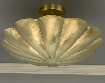 Lámpara de techo empotrada de latón cepillado con acabado a mano - Estilo Art Déco