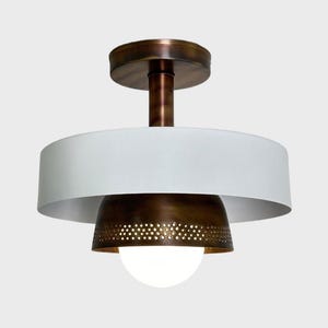 Industrial Modern Ceiling Light with Globe Bulb Semi Flush Mount Light Fixture Mid Century Dome Light Flush Light for Entryway, Kitchen