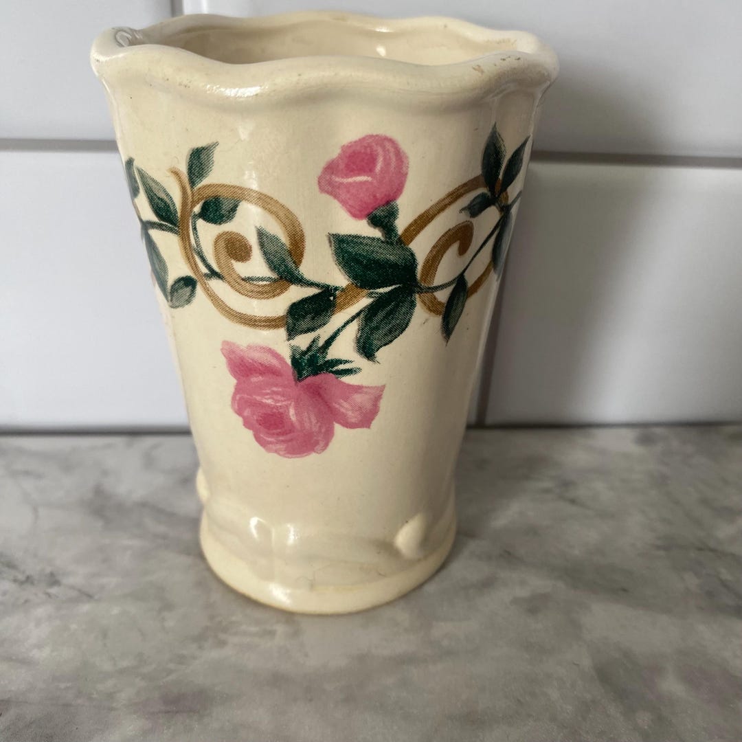 Vintage Bloom-rite Pink Rose Vase Ceramic Gold Accents - Etsy