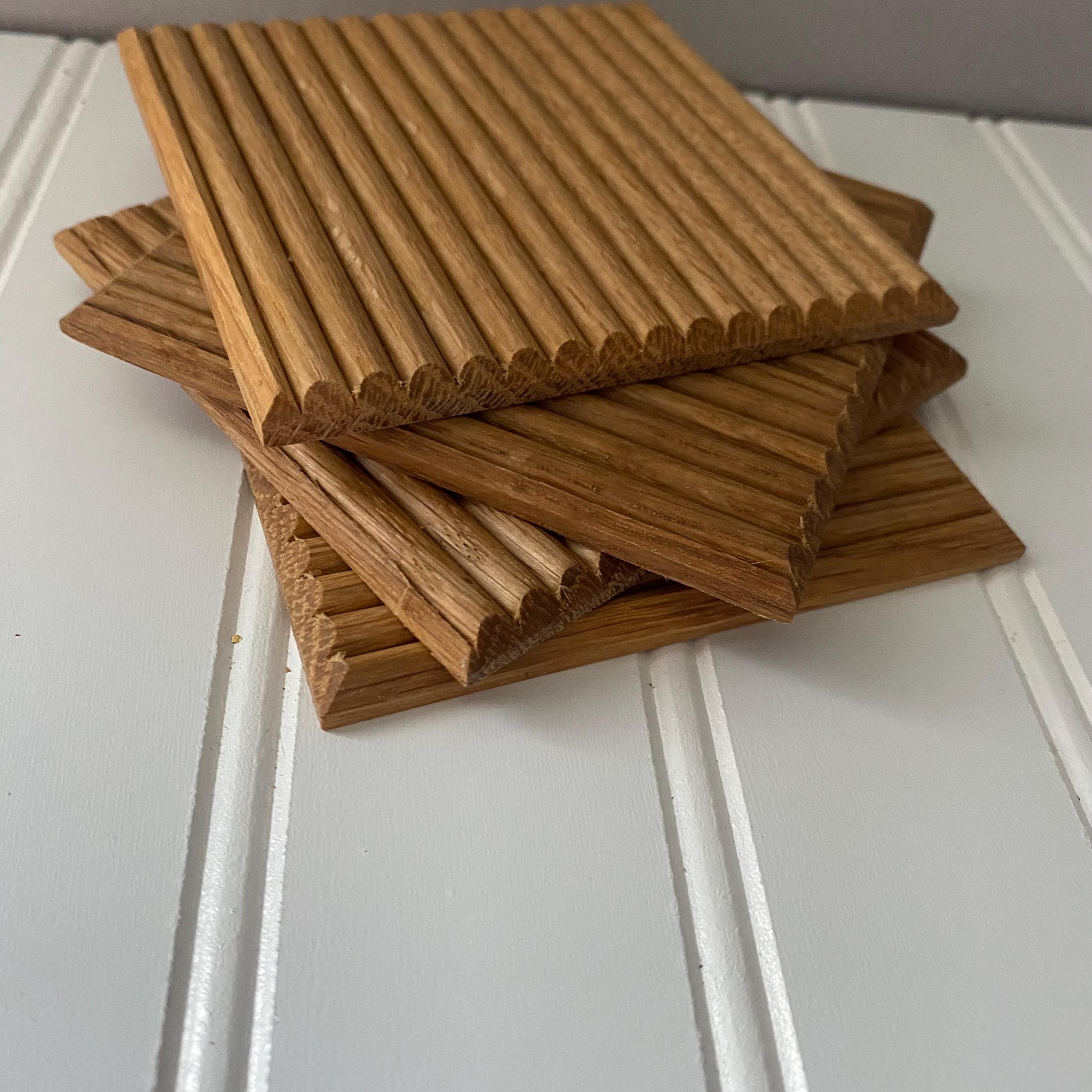 Handmade Fluted Wood Coasters Set of 4 Rustic Drink Coasters - Etsy